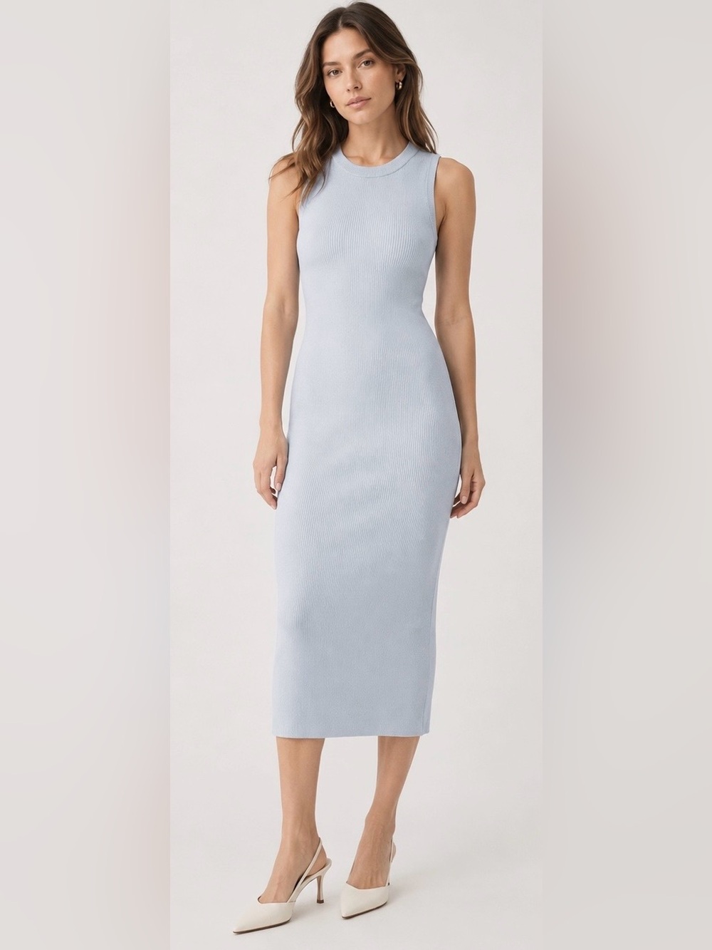Express Ribbed Knit Midi Dress Size L